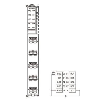 FX20-DO-BF50 ELCO IP20 MODULAR I/O SYSTEM, FX20-SUBMODULE, OUTPUT MODULE, 8-CHANNEL, NPN, DIN 35 MM RAIL INSTALLATION